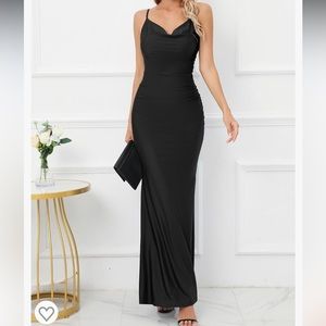 Women's Drape Neck Formal Backless Cocktail Party Dress